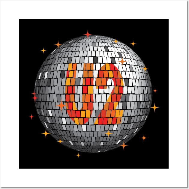 U2 Disco Ball | Orange Wall Art by Rad Love